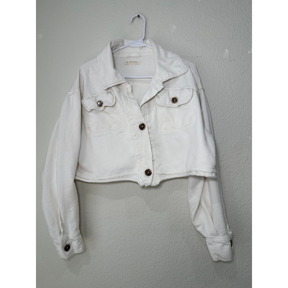 We The Free Free People White Cropped Cotton Shacket Jacket Small OB1125206 - Picture 6 of 10
